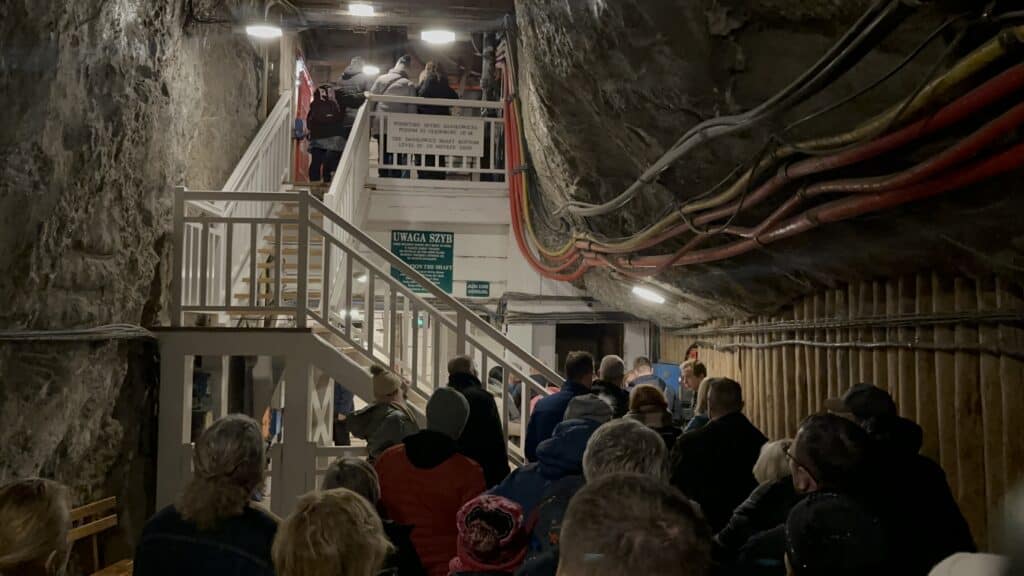 Walking with the crowds through the Wieliczka salt mine